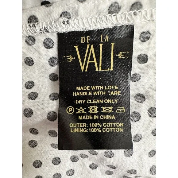 De La Vali Cotton Skirt High Low Ruffle Polka Dot 10UK or About 6US Black White - Picture 4 of 6